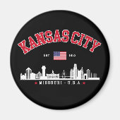 Kansas City Flag & Skyline Design | Cool Midwest Magneet (Voorkant)