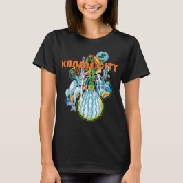 Kansas City Fonte Blauwe Retro Reis T-shirt