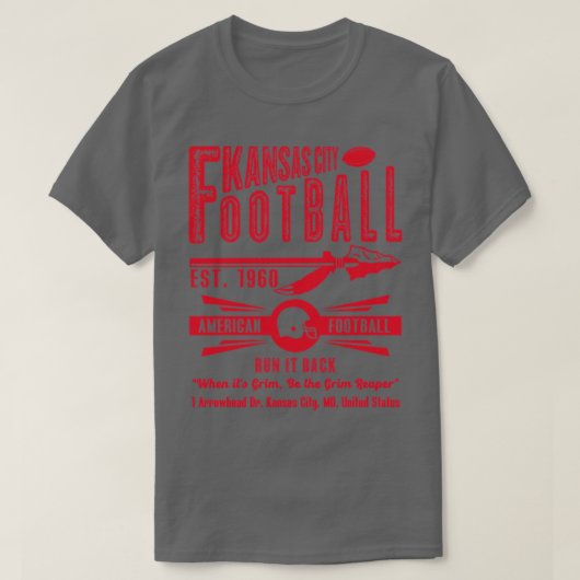 Kansas City Football Est 1960 Arrow  Red Te T-shirt (Design voorkant)