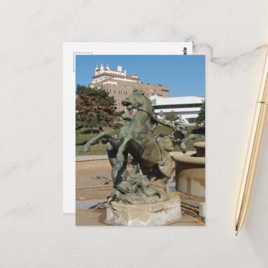 Kansas City Fountain Horse in Autumm Briefkaart (Voorkant / Achterkant in situ)