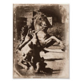 Kansas City Fountain Horse Sepia Grunge Foto Afdruk (Voorkant)