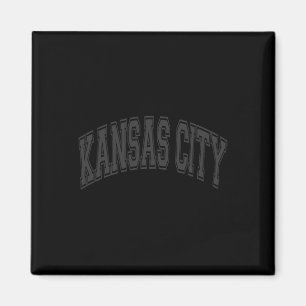 Kansas City Gebogen Tekst Zwart Met Zwarte Afdruk Magneet