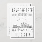 Kansas City | Gestileerde skyline De datum opslaan Briefkaart (Voorkant / Achterkant)