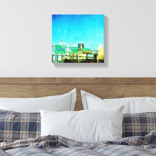 Kansas City Highway Canvas Afdruk (Insitu (Slaapkamer))