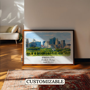 Kansas City Kansas Poster, Aquarel, Op Maat Poster
