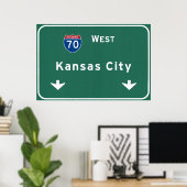 Kansas City KC Missouri Interstate Highway Freeway Poster (Thuiskantoor)