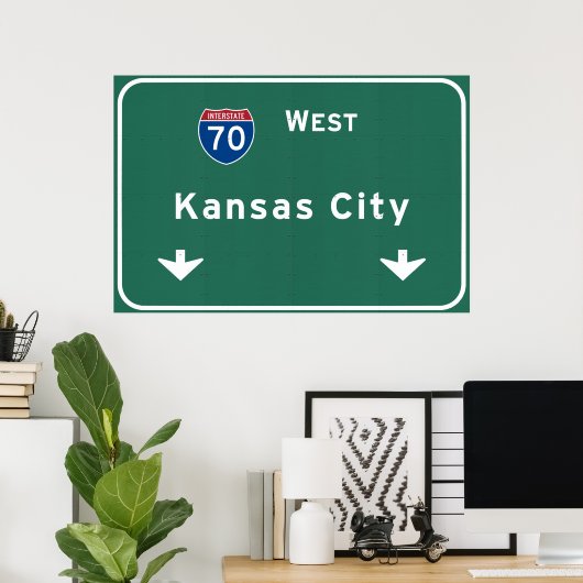 Kansas City KC Missouri Interstate Highway Freeway Poster (Thuiskantoor)