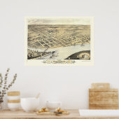 Kansas City, KS Panoramic Map - 1869 Poster (Keuken)