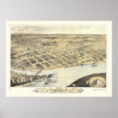 Kansas City, KS Panoramic Map - 1869 Poster (Voorkant)