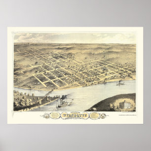 Kansas City, KS Panoramic Map - 1869 Poster