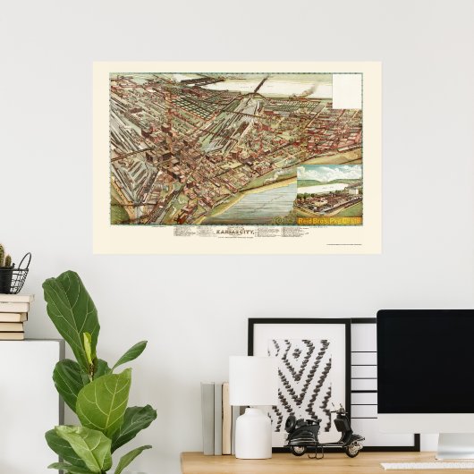 Kansas City, KS Panoramic Map - 1895 Poster (Thuiskantoor)