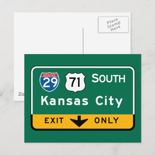 Kansas City, KS Road Sign Briefkaart (Voorkant / Achterkant)