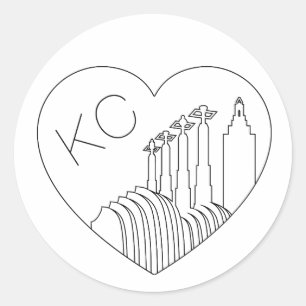 Kansas City - Minimalistische lijn kunst skyline h Ronde Sticker