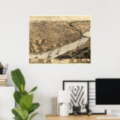 Kansas City Missouri 1869 Antiek Panorama Poster (Thuiskantoor)