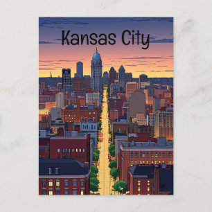 Kansas City Missouri anime stijl Briefkaart