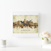 Kansas City Missouri Cityscape Vierkante Klok (Huis)