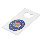 Kansas City Missouri Creditkaart Flessenopener (Voorkant Gekanteld)