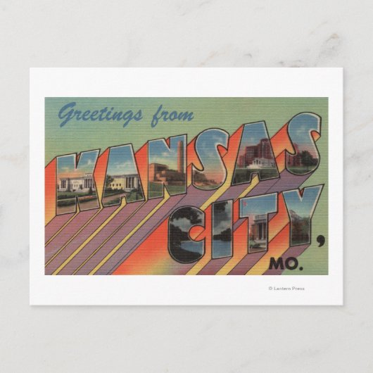 Kansas City, Missouri - Grote letterscènes Briefkaart (Voorkant)