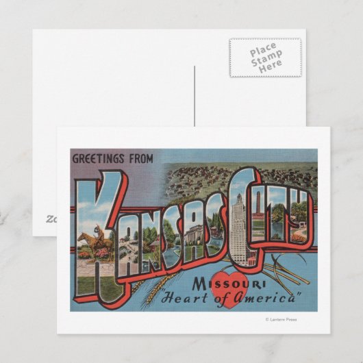 Kansas City, Missouri (hart) Briefkaart (Voorkant / Achterkant)