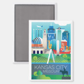 Kansas City, Missouri Koelkastmagneet Magneet (Voorkant / Achterkant)