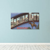Kansas City, Missouri - Large Letter Scenes 2 Canvas Afdruk (Insitu (Houten vloer))