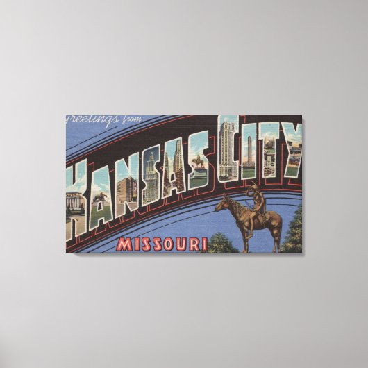 Kansas City, Missouri - Large Letter Scenes 2 Canvas Afdruk (Voorkant)