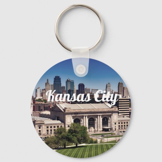 Kansas City Missouri met foto in het centrum Sleutelhanger (Voorkant)
