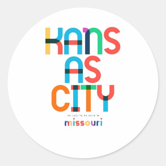 Kansas City Missouri Mid Century, Pop Art, Ronde Sticker (Voorkant)