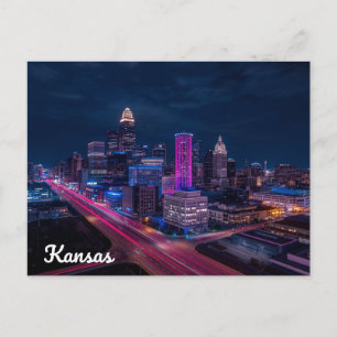 Kansas City Missouri Silhouet 's Nachts Briefkaart
