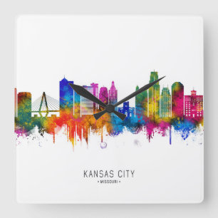 Kansas City Missouri Silhouet Vierkante Klok
