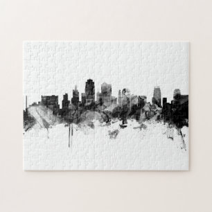 Kansas City Missouri Skyline Black White Legpuzzel