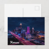 Kansas City Missouri Skyline Night Briefkaart (Voorkant / Achterkant)