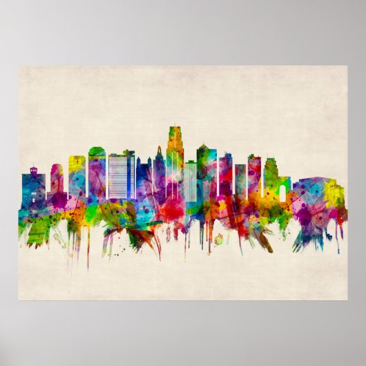 Kansas City Missouri Skyline Poster (Voorkant)