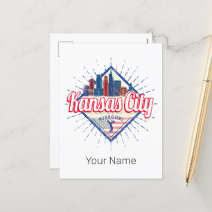 Kansas City Missouri United States Skyline Vintage Feestdagenkaart