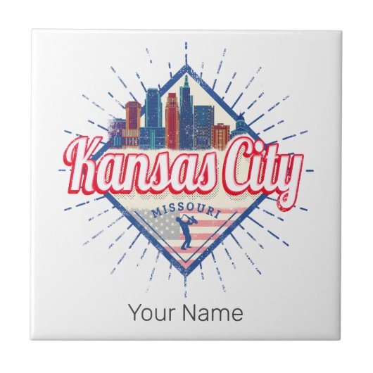 Kansas City Missouri United States Skyline Vintage Tegeltje (Voorkant)