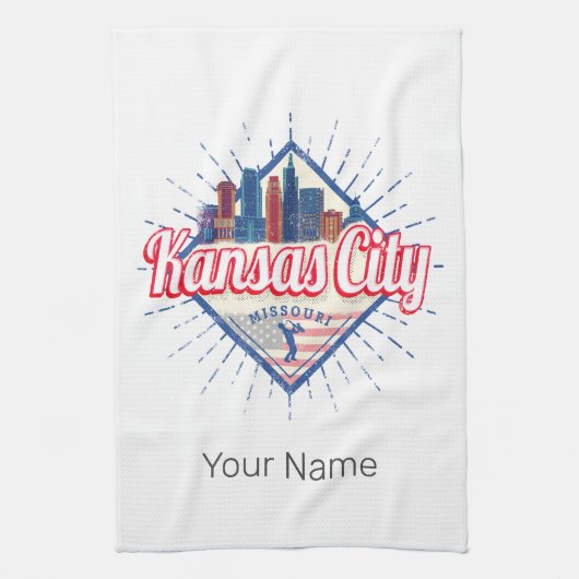 Kansas City Missouri United States Skyline Vintage Theedoek (Verticaal)