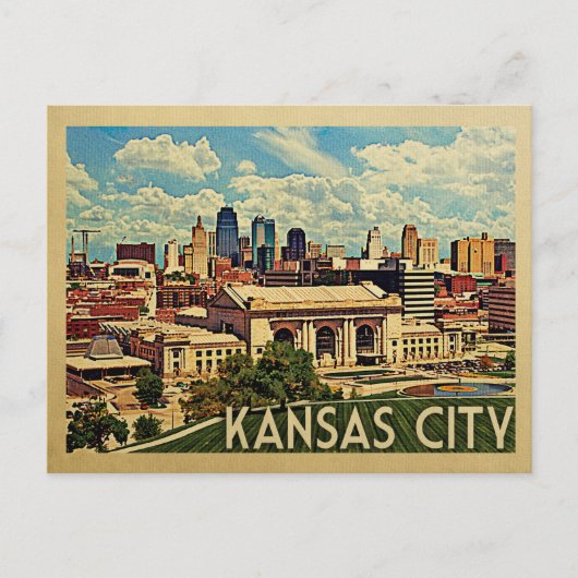 Kansas City Missouri Vintage Travel Briefkaart (Voorkant)