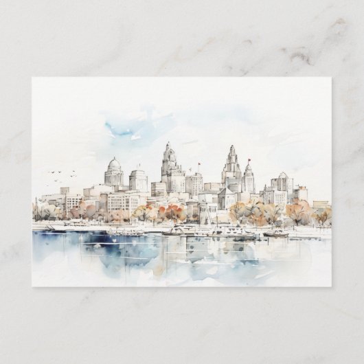 Kansas City Missouri Waterverf Wedding Details Informatiekaartje (Achterkant)