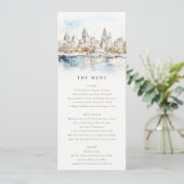 Kansas City Missouri Waterverf Wedding Menu Kaart (Staand voorkant)