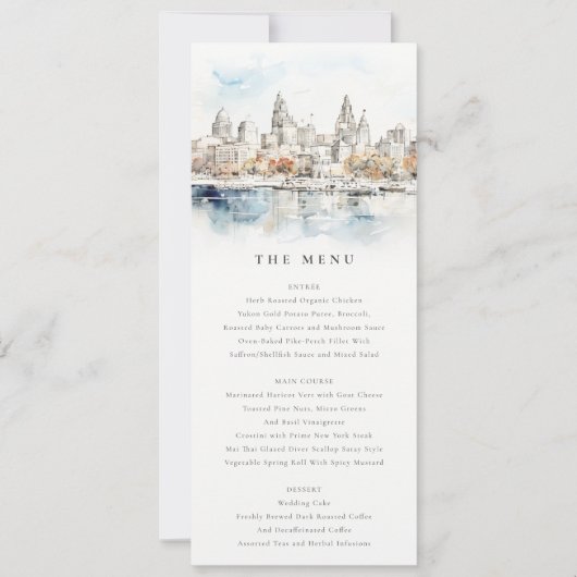 Kansas City Missouri Waterverf Wedding Menu Kaart (Voorkant)