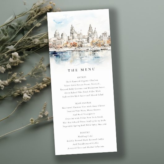Kansas City Missouri Waterverf Wedding Menu Kaart