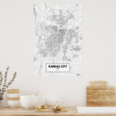 Kansas City, Missouri (zwart op wit) Poster (Keuken)