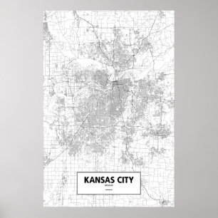 Kansas City, Missouri (zwart op wit) Poster