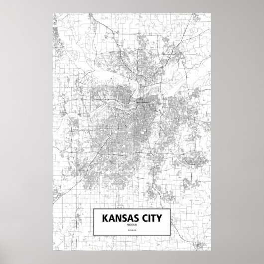 Kansas City, Missouri (zwart op wit) Poster (Voorkant)