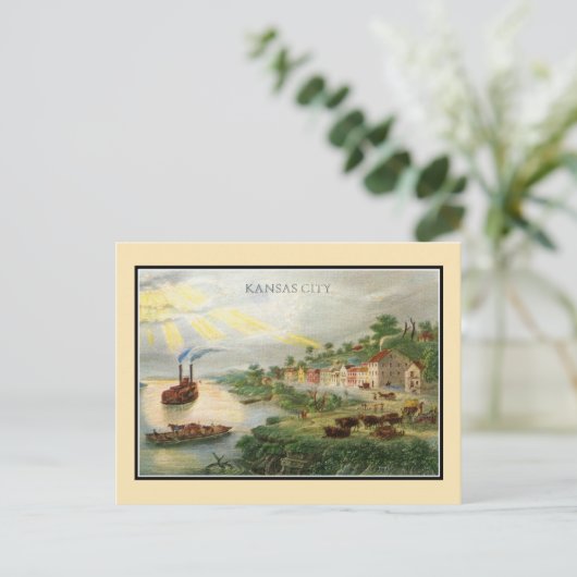 Kansas City MO 1850 (opgericht als stad) Briefkaart (Staand voorkant)