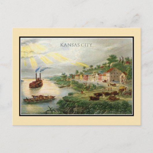 Kansas City MO 1850 (opgericht als stad) Briefkaart (Voorkant)