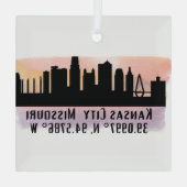 Kansas City MO City Skyline Glass Ornament (Achterkant)