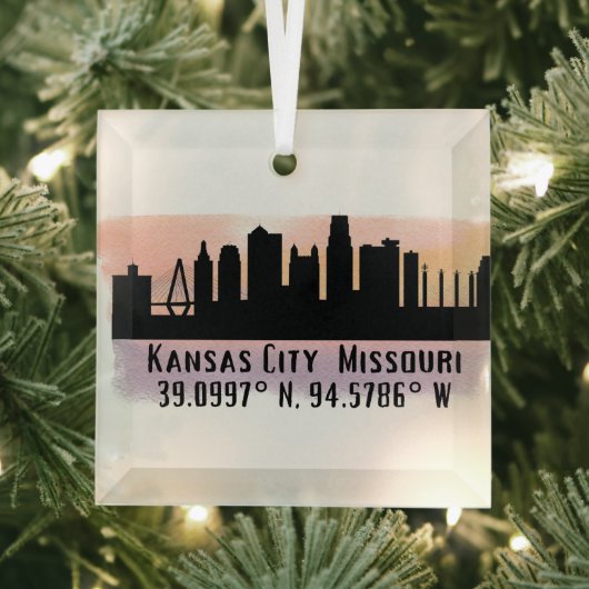 Kansas City MO City Skyline Glass Ornament (Insitu)