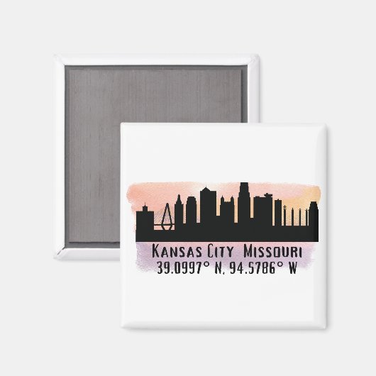 Kansas City MO City Skyline Magneet (Voorkant / Achterkant)