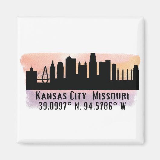 Kansas City MO City Skyline Magneet (Voorkant)